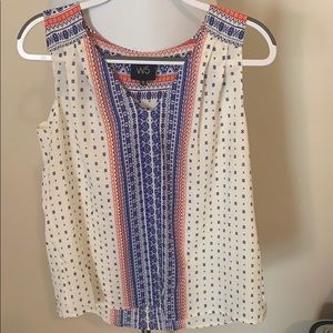 Lightweight tank blouse with tribal print pattern